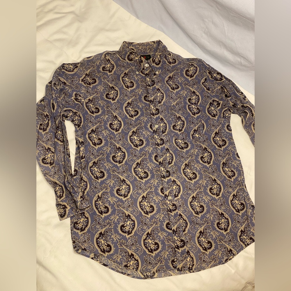 J. Crew vintage men’s blue/black paisley long sleeve shirt L